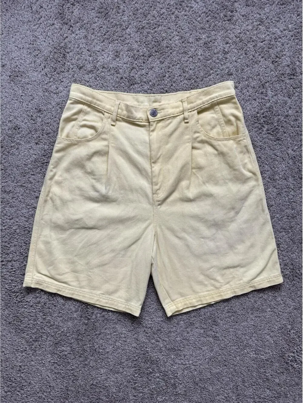 Lucy and Yak Shorts Women’s 30 Yellow Denim‎ Pockets Casual Logo Cotton Preppy